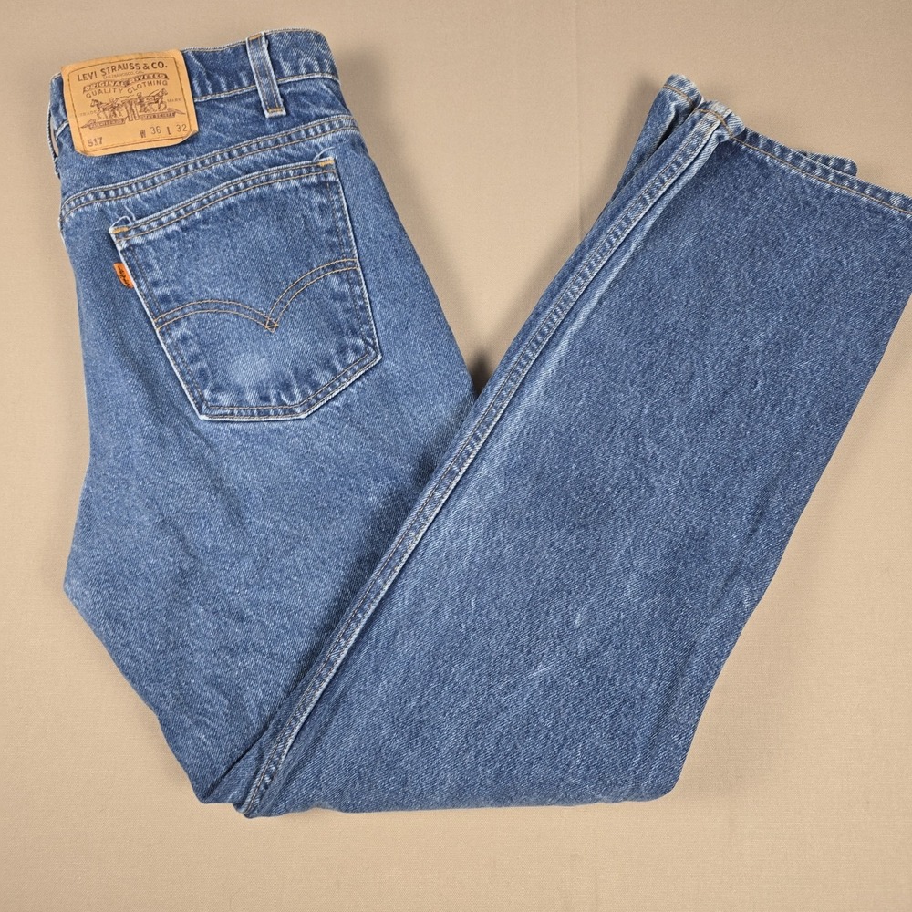 Vintage 1990s Levis 517 Orange Tab Denim Jeans Pants Mens Bootcut 36X32 USA Made